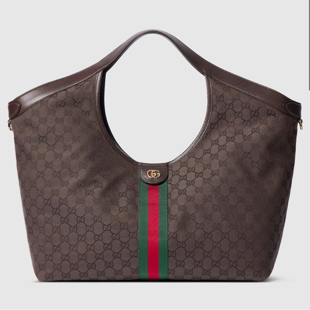 Gucci Giglio Large Canvas Tote Brown - NEVER WORN